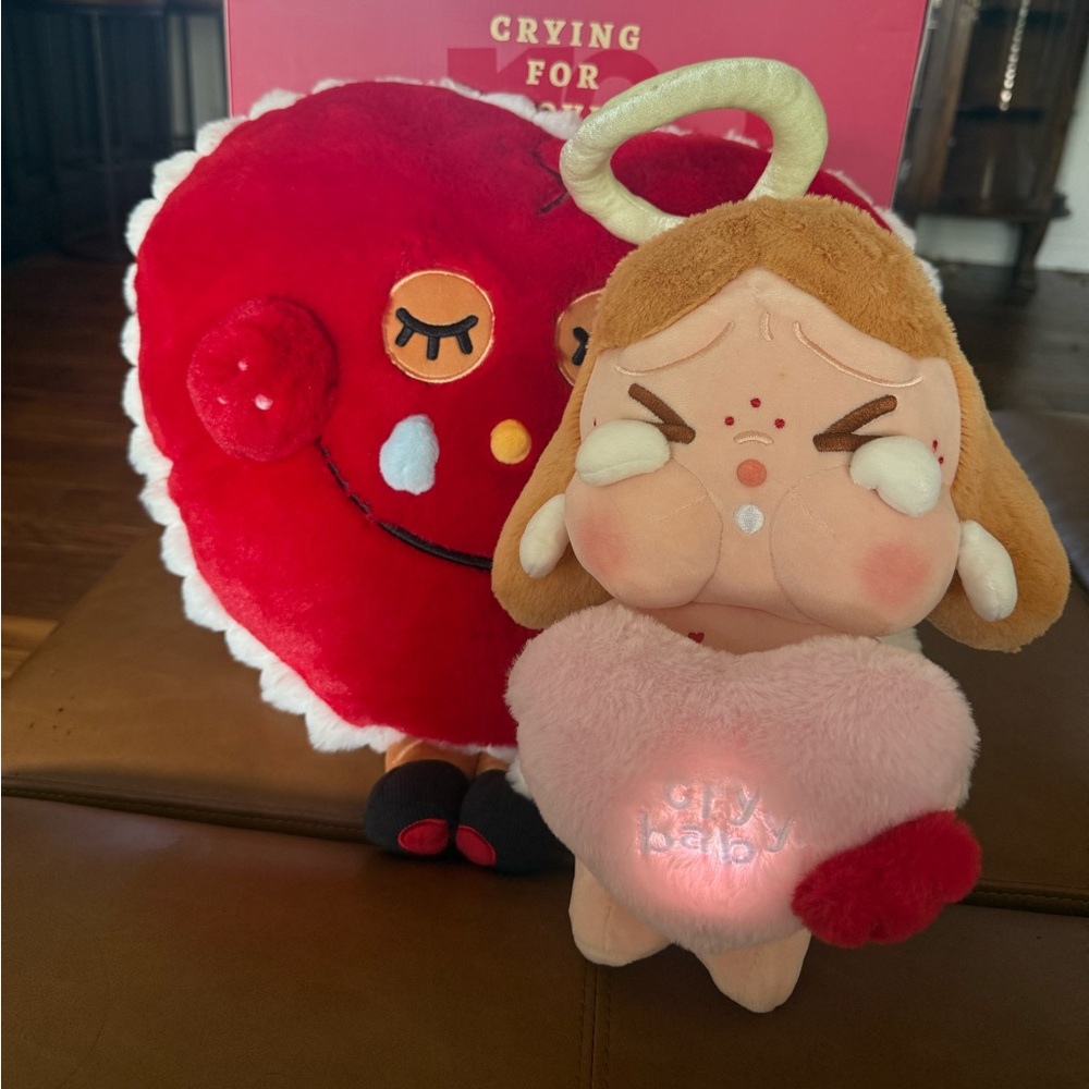 Crying Heart and Angel Doll Set - Red and Pink